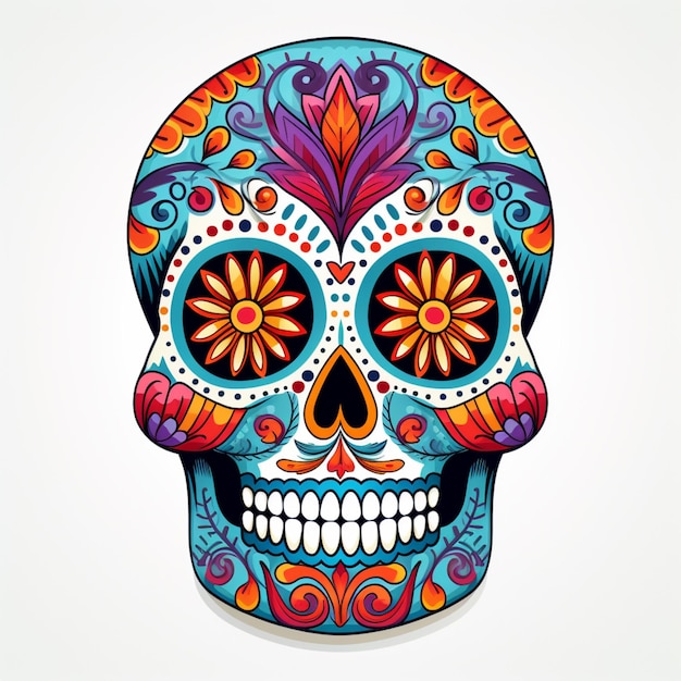 Photo free vector sugar skull art illustration