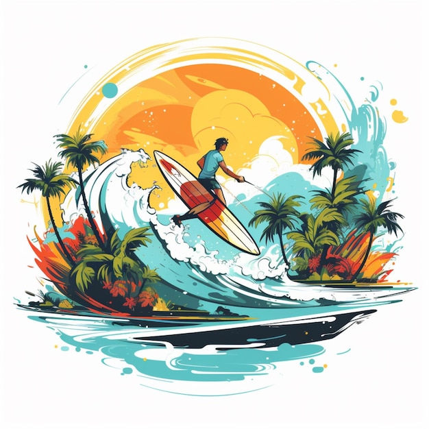 Photo free vector surf art illustration