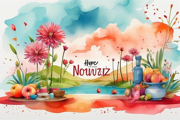 Free vector watercolor happy nowruz illustrationn