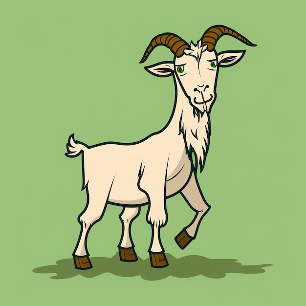 Free vector a white goat cartoon character art line