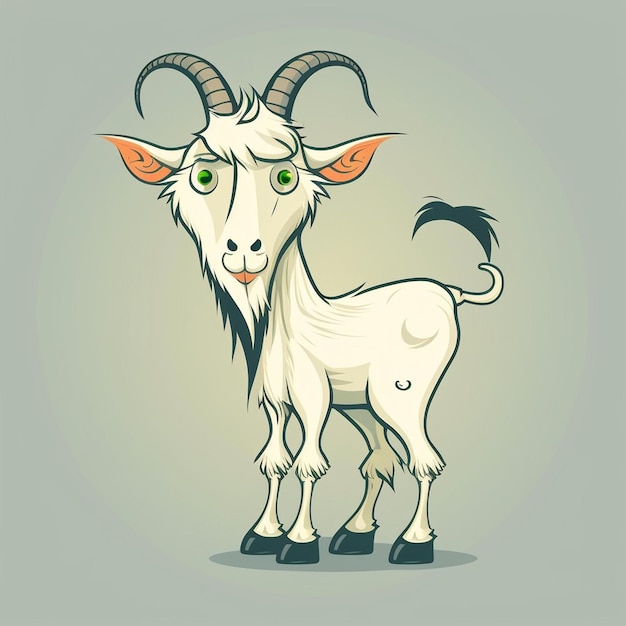 Free vector a white goat cartoon character art line