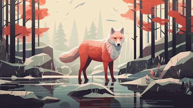 Free Vector wildlife in forest