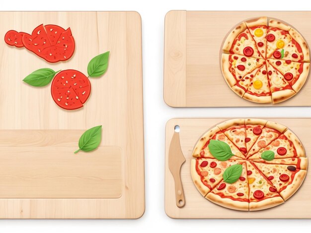 Photo free vector wooden pizza and cutting boards