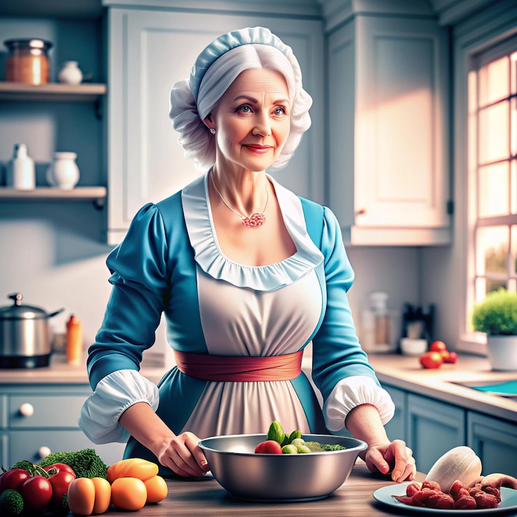 Photo free vintage kitchen art backgrounds timeless culinary scenes with traditional homemaker