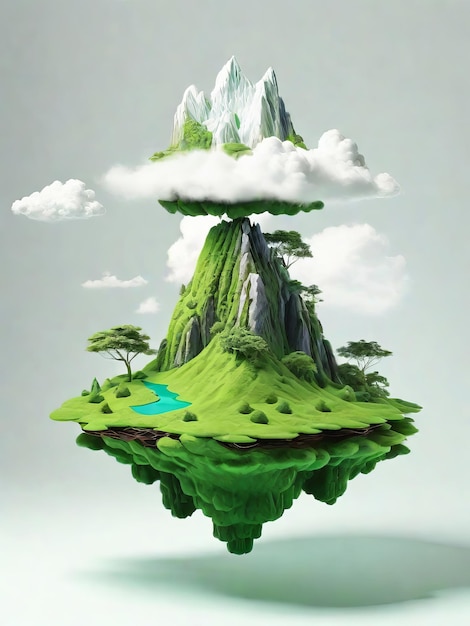 Free waterfall floating islands a visual landscapes generative ai