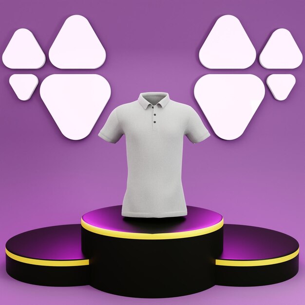 Free White polo Tshirt Mockup with Fashionable and Luxury Colorful Background is ready for edit