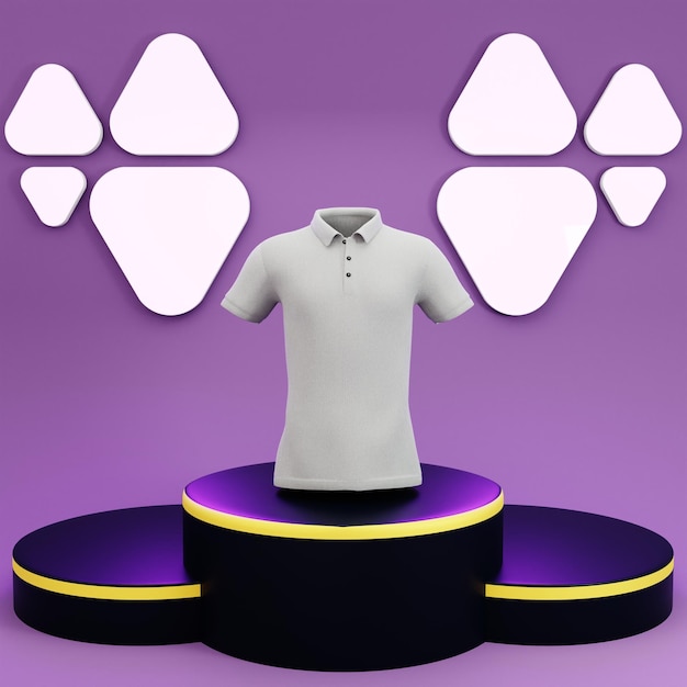 Free White polo Tshirt Mockup with Fashionable and Luxury Colorful Background is ready for edit