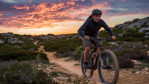 Freedom man mountain bike sunset sportsman