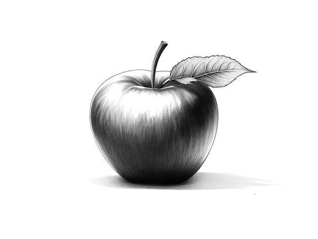 Freehand_pencil_deep_black_color_outline_drawn_apple