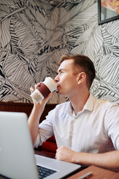 Freelancer working in cafe