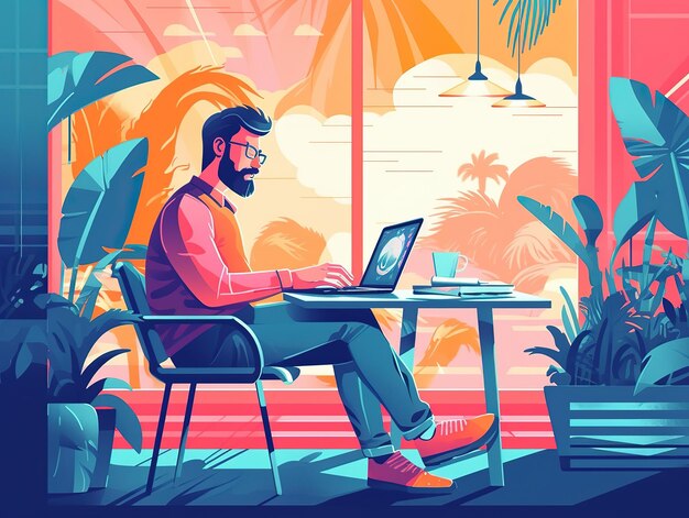 Photo freelancer working relaxing employee vector isolated vector