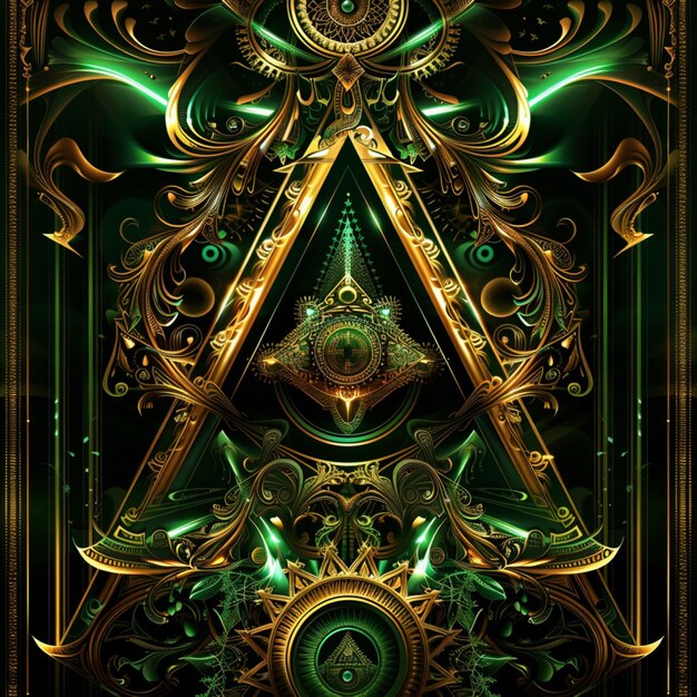 Freemason symbology in a 4k very dark themed image Generated AI photo