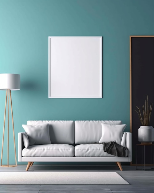 Freepik Frame Mock up blue living room Frame mock up