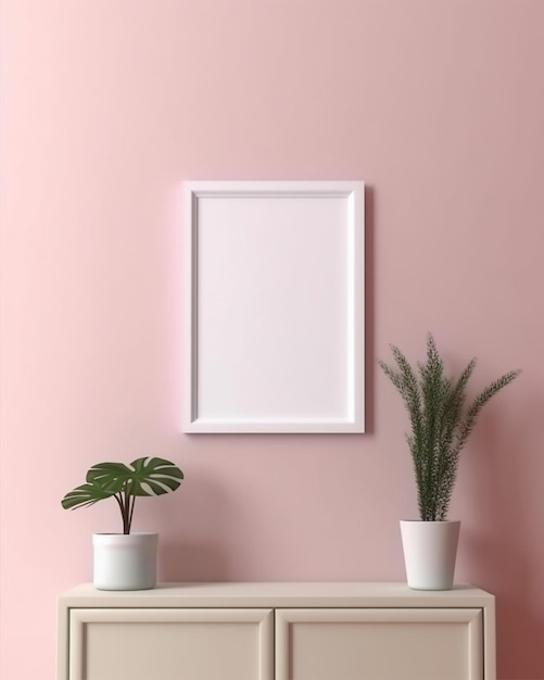 Freepik Frame Mock up Pink background white frame mock up 3