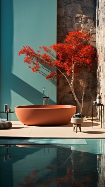 Photo freestanding bathtub made of cristalplant biobased material