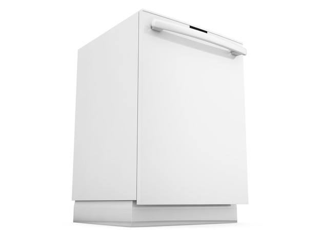 Freestanding dishwasher on white background 3d render