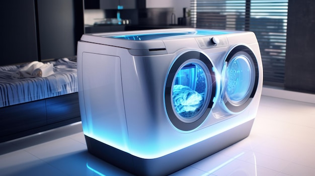 A freestanding washerdryer a futuristic concept for exhibitions and shows Digital control