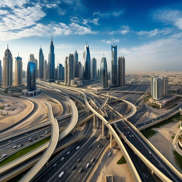 a freeway with a freeway and a freeway in the background