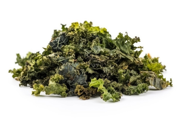 Freeze Dried Kale On White Background Generative AI