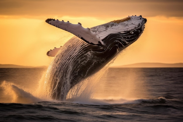 Freeze the elegance of a breaching humpback whale