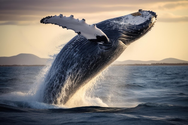 Freeze the elegance of a breaching humpback whale