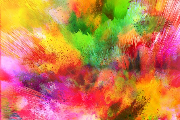 Freeze motion of colorful color powder exploding on white background