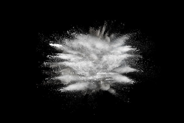 Freeze motion explosion of white powder.