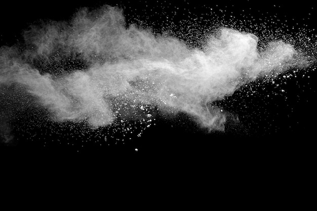 Freeze motion explosion of white powder .