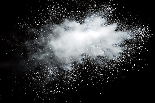 Photo freeze motion of white color powder exploding