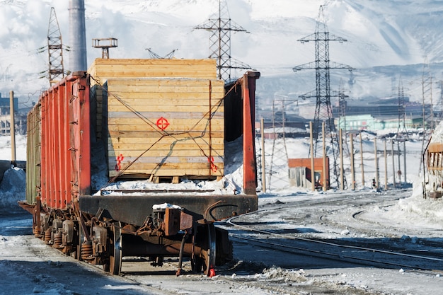 Freight cars at the railway station.