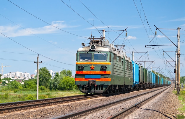 Freight electric train in Ukraine