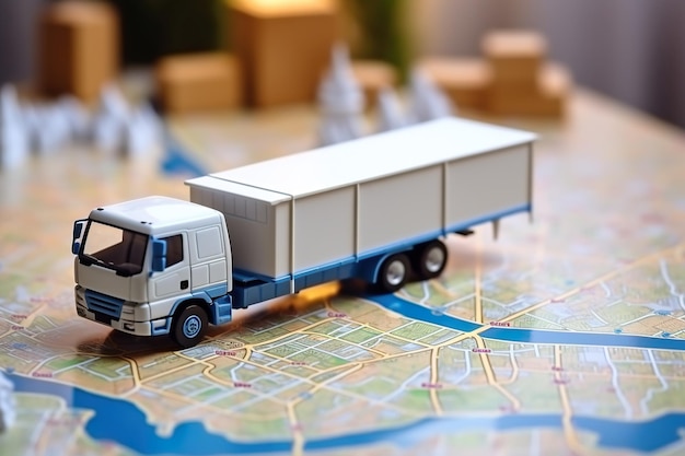写真 貨物輸送 パッケージ輸送 輸送物流 配送トラック 紙の地図