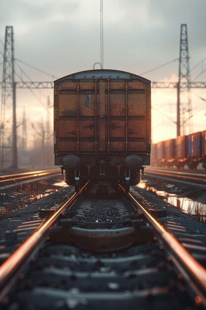 Photo freight train cargo delivery generative ai