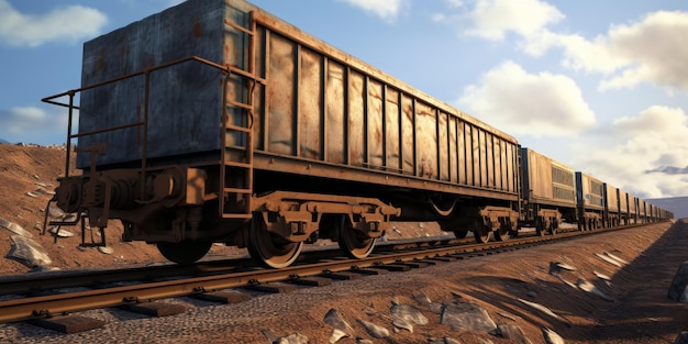 Photo freight train cargo delivery generative ai