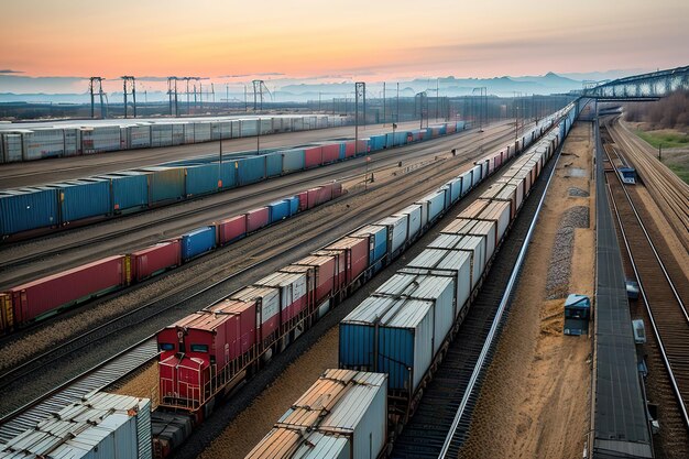 Freight train with cargo containers generative ai