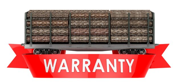 Freight wagon with wooden logs warranty concept 3D rendering