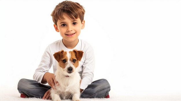 Photo french boy with pet