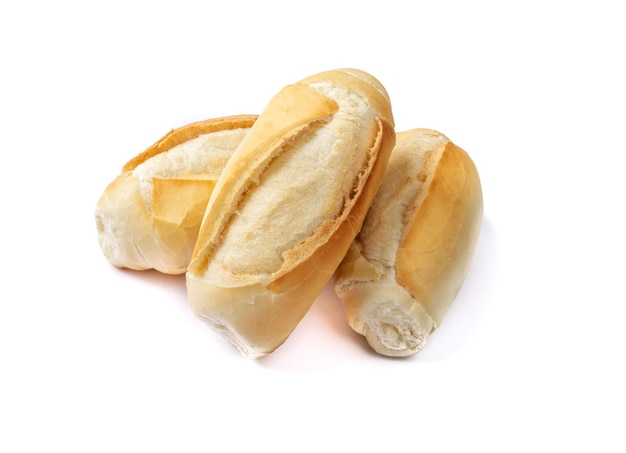 French bread salt bread or pistolet isolated over white background