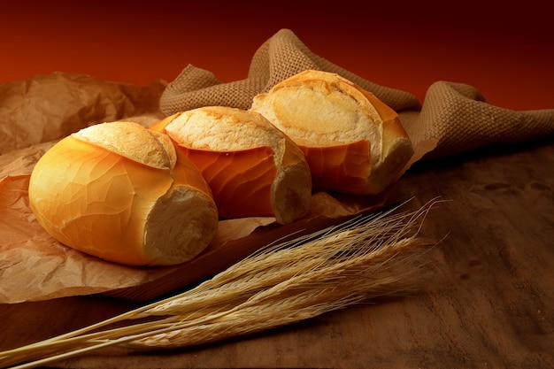 French bread served on the board on the table