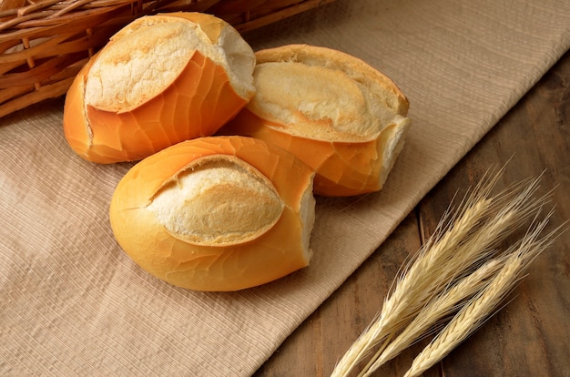 French bread on the table with wheat