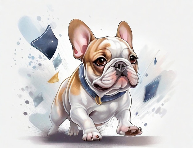 Foto il viso adorabile del bulldog francese corre e cerca un gioco