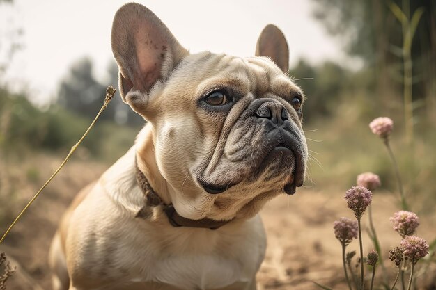 Foto bulldog francese fuori in una fotografia