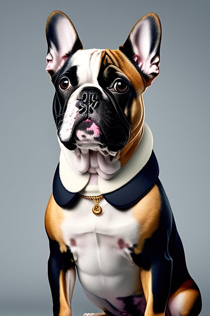 French bulldog wearing a fashion clothes and accessory Pet portrait in clothing Dog fashion