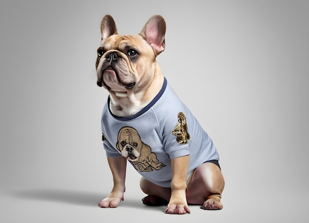 Photo french bulldog wearing a tshirt