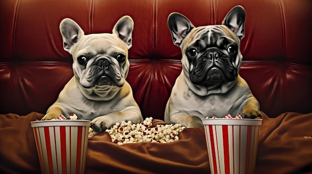 French bulldogs movie night