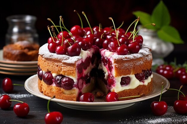 French cake with cherries