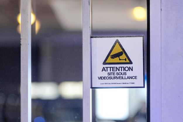 french cctv warning sign