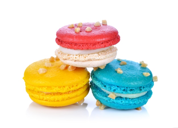 French colorful macaroons isolated on white