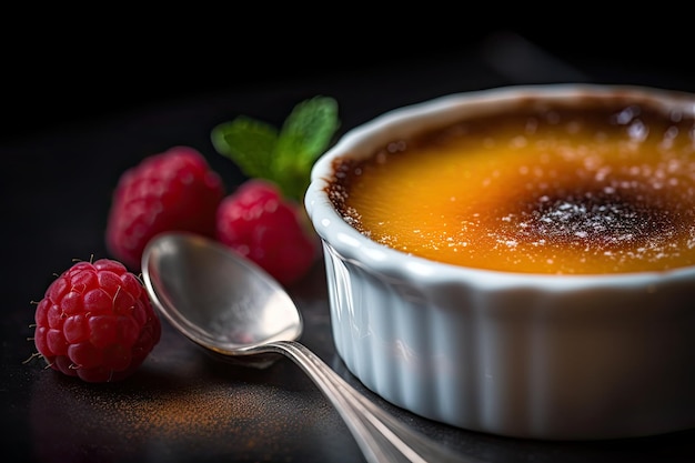 French Creme Brulee Caramelized 커스터드 디저트 Creme Brulee 추상 생성 AI 일러스트레이션