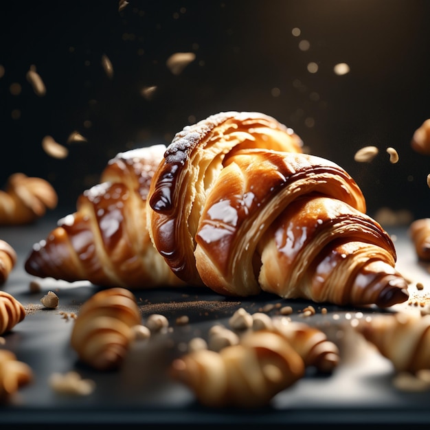 French croissant is a buttery flaky viennoiserie pastry inspired by the shape of the Austrian kipf